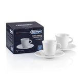 De'Longhi Italian Espresso Demitasse Cups & Saucers, Porcelain, 2.4 oz, Set of 2