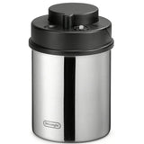 De'Longhi Coffee Canister, Manual Vacuum Sealed Storage Container, Stainless Steel (Holds 1 LB / 500 g)